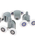 Rock Solid Zinc Alloy Double Shower Door Roller Wheels With Precision Ball Bearing For No Fuss Smooth Glide Cabinet Window And Frameless Glass Track Replacement 25Mm Size, grey rollers with white wheels.