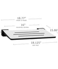 18 Inch SlimLine Folding Wall Mount Shower Bench Seat With White Phenolic Seat And Matte Black Frame, Easy Fold