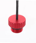 Red aluminum scuba air tank valve cover with cord, part of Two Pack Scuba Air Tank Valve Cover Protectors Lightweight Durable Valve Caps For Scuba Gear Shield Your Tank From Dings And Debris Easy On And Off Perfect For Long Dive Sessions.