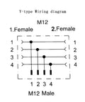 M12 Y Type Connector 4 Pin 1 Male To 2 Female A Code wiring diagram