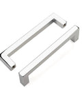Five Pack Polished Chrome Cabinet Handles For Drawers And Cabinets, Solid Zinc Alloy Square Kitchen Cupboard Pulls, shown top view