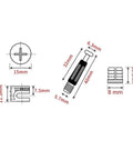 Diagram of 30 Pack Furniture Cam Lock Fitting With Dowel Pin And Pre Inserted Nut dimensions, showcasing detailed measurements.