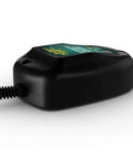 800 Milliampere SuperSmart Battery Charger And Maintainer That Constantly Monitors Charges compact black design angled view