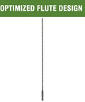 Front view of masonry drill bit, 1/4 in x 18 in SDS-Plus for concrete with long twisted flute