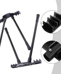 Hella Solid Folding Replacement Table Legs With Adjustable Height Support Stand For Outdoor Camping And Backyard Hangouts shown in black metal with twist locks.