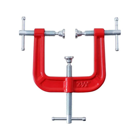 Hardcore Heavy Duty Three Way G Clamp With No Sweat Quick Release Iron Design For Woodworking And Carpenters Delivering Rock Solid Grip For Photography And Auto Repair, red iron, 2.5-inch size.