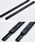 Super Smooth Ball Bearing Drawer Slides Soft Close 2 Pack Cold Rolled Steel Cabinet Hardware Heavy Duty Slide Rails view showing lengths and connectors.