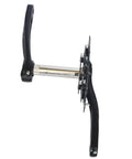 Side view of triple chainring crankset with bottom bracket for road and mountain bikes eight and nine speed M430 black