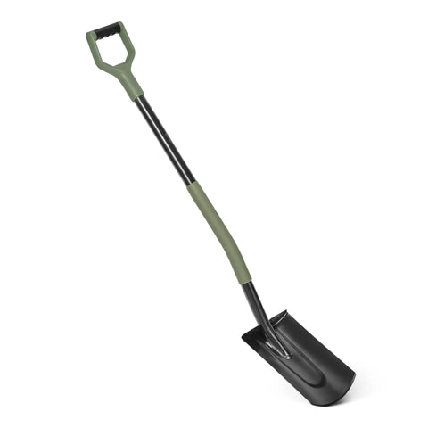 Heavy Duty Gardening Shovel With Flat Spade 47 Inch Steel Tool Ergonomic TPR Overmolded D Handle For A Steady Grip