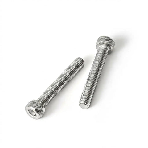 Top Shelf M5 X 25mm 50 Pack Socket Head Cap Screws 304 Stainless Steel Bolts showing two rust-proof fasteners with hex drive.