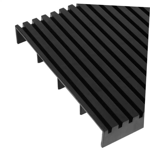 Antistatic Bar Rack Set For PCB Care And Storage shown from above, black durable material, slotted design for circuit boards.