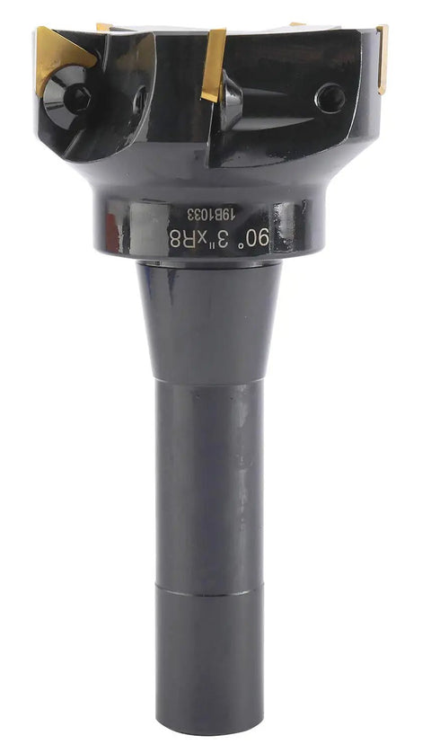 Pro Grade 3 Inch Carbide Indexable End Mill With R8 Shank, 5 Flute Cutter, Includes TPG322 Inserts For Precision Metalworking