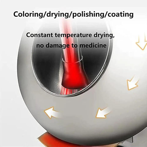 Slick Commercial Electric Sugar Coater Machine With Nine Adjustable Speeds For Sweet Candy Polishing And Smooth Chocolate Coating Results That Hit Different, showing internal feature for coloring and polishing.