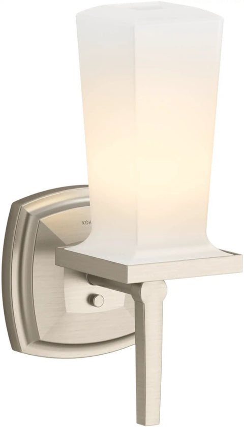 Margaux One-Light Sconce In French Gold Finish With Frosted Glass Shade, Damp-Location Rated, T-10 Bulb Required