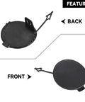 Back and front view of Jeep Cherokee Rear Bumper Tow Hook Cover Cap For 2014 2015 2016 2017 2018 L4 2.4L Gas And 3.2L V6 Gas Direct Fit Beefy Durable ABS Plastic Eye Hole Protector OE 68203273AE