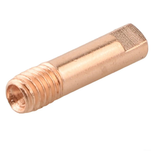 Close-up of brass tip from Brass Gasless MIG Welding Nozzle Tip Kit, 7-Piece Set with 0.6-1.2mm Tips for Flux Core Welders