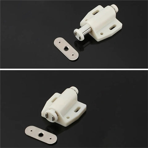 Magnetic Cabinet Door Latch Set for Wardrobe and Cupboard Push to Open Touch Catch No Drilling Needed on black surface