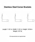 Heavy Duty Stainless Steel L Brackets 100 Pack 11.8 Inch Corner Supports for fixing wobbly furniture and bed frames, shown in side view.