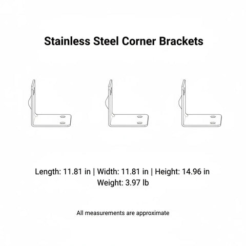 Heavy Duty Stainless Steel L Brackets 100 Pack 11.8 Inch Corner Supports for fixing wobbly furniture and bed frames, shown in side view.