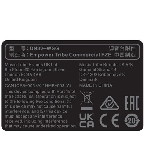 Product label of DN32-WSG Expansion Card For 32-Channel Low Latency AoIP In WAVES SoundGrid Networks For Behringer X32 And Midas M32 Mixers