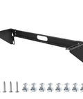 Straight Up Heavy Duty 2U Hinged Wall Mount Patch Panel Bracket Vertical Rack for 19 Inch Server Racks showing black steel structure with mounting screws.