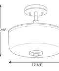 Diagram of Two Light Semi Flush Ceiling Fixture In Etched Umber Finish Twelve Inch Wide Modern Hallway And Living Room Lighting
