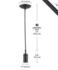 One Light Pendant With Matte Black Finish, Black Woven Fabric Cord, E26 Base Socket, Adjustable Hanging Length, Perfect For Kitchen