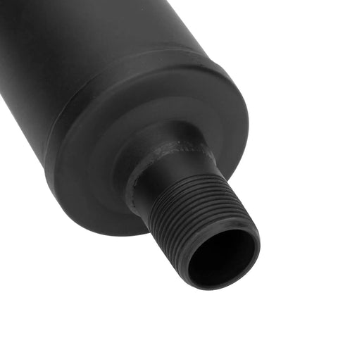 Close-up view of Exhaust Muffler Silencer For Predator 196cc To 420cc Engines And GX Clones, black finish, threaded end detail.