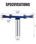 Side view of CNC Spoilboard Surfacing Router Bit With 1/2 Inch Shank, 3-11/32 Inch Cutting Diameter, 5/16 Inch Cutting Height, 6 Wings Carbide