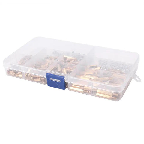 300Pcs M3 Brass Hex Column Standoff Spacer Nut Assortment Kit For Electronics Projects DIY Mounting Hardware With Brass And Stainless Options Versatile Mounting Hardware For PCBs And Panels, in organizer case