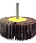 Close-up of flap wheel from 10 Piece Abrasive Flap Wheel Sander Set With A Range Of Sizes From 3.2 Inch To 0.64 Inch Grit 16 And 80 Aluminum Oxide