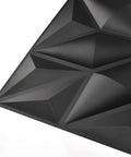 Close-up of Black Diamond 3D Wall Panels Pack Of 12 Tiles 32 Sq Ft Dope Matte Black PVC Decor for Interior Walls
