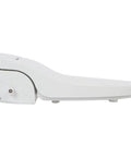 Side view of Dead Quiet Elongated Bidet Toilet Seat, featuring a smooth white design and self-cleaning nozzle.