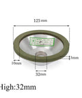 Side view of 125mm Diamond Grinding Wheel Resin Bond Circular Sharpener Grinder 240 Grit for carbide metal cutting