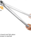 Hands using Beefy 1/2-Inch Drive Click Torque Wrench With Audible Click And High Accuracy, 25-250 ft-Lb Range for fastening