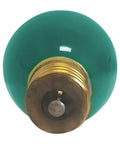 Slick Green Light Bulbs Two Pack 10 Watt 130 Volt S11 Shape With E17 Screw Base top view showing round green glass and metal base.
