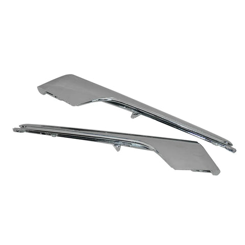 Slick Chrome Fog Light Trim Molding Pair Fits 2016-2021 Tesla Model X, chrome material, fits upper front bumper accent.