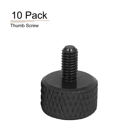 M3x6mm Knurled Thumb Screws 10 Pack Aluminum Alloy Black For PC Computer Cases Fully Threaded Head With Knurl Grip Durable