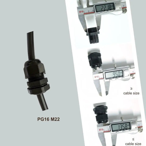 100 Pack PG16 Waterproof Cable Gland Connectors IP68 M22 Plastic Cable Glands With Locknut And Rubber Ring For 10-14mm Wire details
