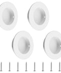 4 Pack White Round Recessed Cabinet Handles 65mm Stainless Steel Sliding Door Pulls Invisible Handles With Mounting Screws