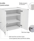 Open Brookings Shaker Wall Kitchen Cabinet 24W x 12D x 30H Painted White Solid Wood With Soft Close Doors 2 Adjustable Shelves