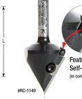 V Groove Router Bit CNC Insert 91 Degree 1-5/16 Inch Diameter 3/4 Inch Shank Miter Fold Blade For Signmaking And Lettering Locking Screw For Cut Accuracy Pro Grade, detailed view with dimensions and self-centering feature