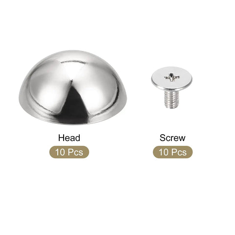 Dope Silver Zinc Alloy Screw Back Rivets Made To Level Up Your Leather Gear Custom Patches And Upholstery Makeovers Featuring A Sharp Round Top Cap Design For Quick Hookup 10 Pack with dome head and screws.