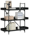 Three Tier Industrial Bookshelf With Adjustable Shelves Sturdy Metal Frame And Engineered Wood Construction Black 42.7 Inch Tall Display Shelf