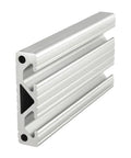 Tough As Nails T Slotted Aluminum Extrusion Linear Rail Bar, half by 2 inch, clear anodized finish, side view showcasing grooves.