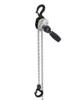 Front view of VEVOR manual lever chain hoist, 1/2-ton capacity, G80 alloy chain with dual pawl brake and rotating hooks