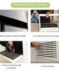 Installation steps for Top Shelf White Aluminum Louvered Ceiling Access Panel With Built In Filter Screen 38 By 40 Inches.