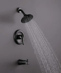 Matte Black Shower Trim Kit With Six-Spray Shower Head And Included Valve, Tub Spout, Arm, And Six-Inch Extra Large Head, Cupc Certified