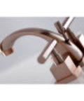 Claremont Mini Widespread Lavatory Faucet With Brass Pop Up Drain Polished Brass Finish side view