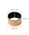 Straight Up Heavy Duty Single Sleeve Bearing Measuring 50Mm X 55Mm X 30Mm Oilless Bushing with bronze core and carbon steel backing.